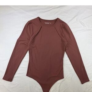 Abercrombie Cutout Long Sleeve Terracotta Bodysuit